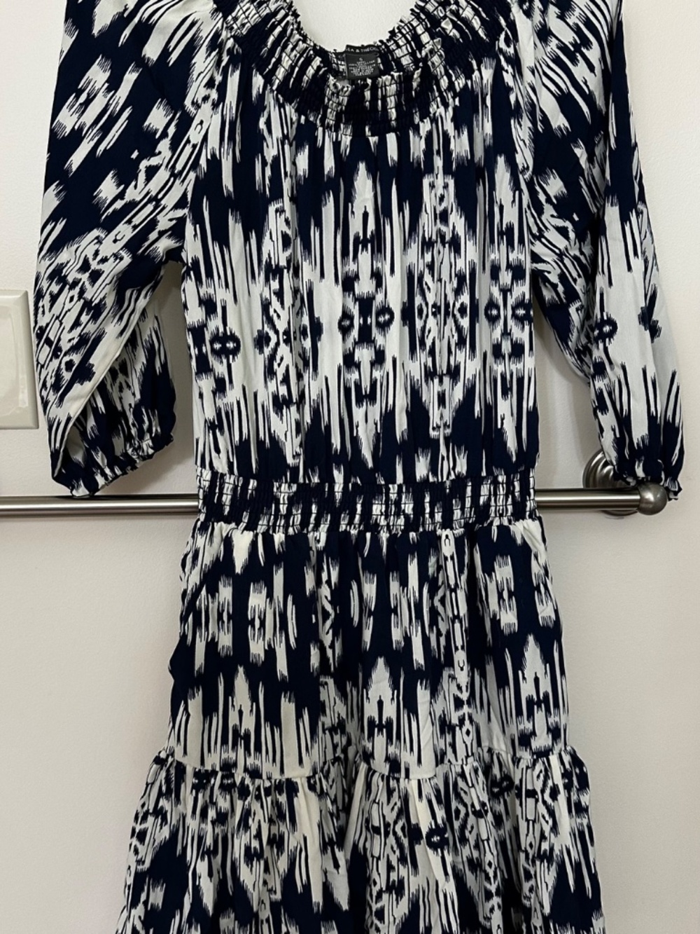 Gorgeous navy & white ikat dress
